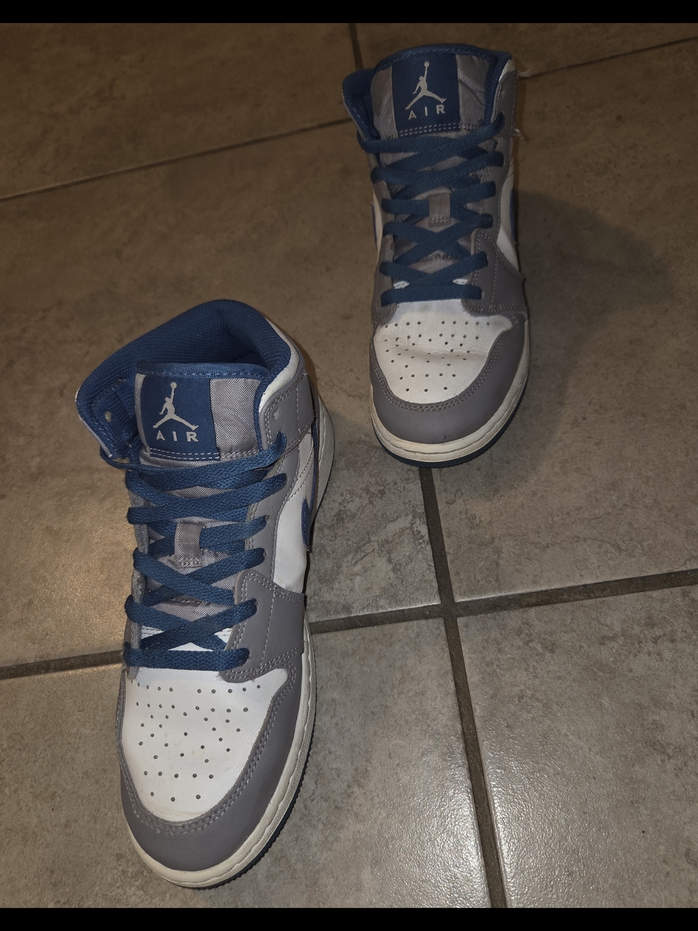 Nike High-Top Sneakers in White, Gray & Blue